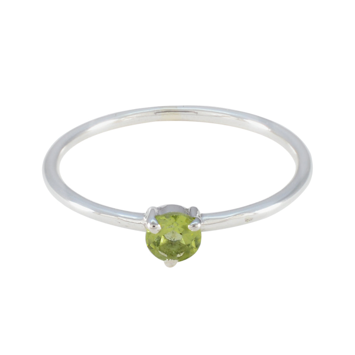Ayaka Green Solitaire Ring in Sterling Silver Peridot Green