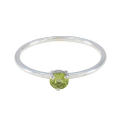 Ayaka Green Solitaire Ring in Sterling Silver Peridot Green