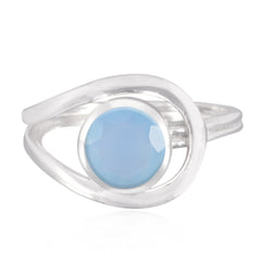 Ayesha Feminine Blue Solitaire Ring Blue Chalcedony Blue