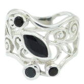 Florencia sterling silver filigree ring with marquise black stone and round black accents black filigree statement ring