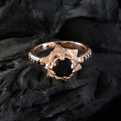 Maria Black Gemstone Halo Ring in Rose Gold Elegance