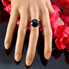 Bianca Black Gemstone Halo Ring in Sterling Silver