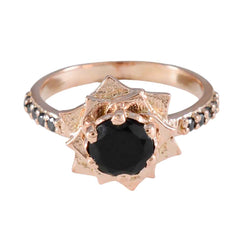 Maria Black Gemstone Halo Ring in Rose Gold Elegance Black Onyx Black