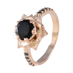 Maria Black Gemstone Halo Ring in Rose Gold Elegance