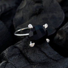 Bianca Black Gemstone Halo Ring in Sterling Silver