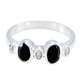 Nari Black Gemstone Halo Ring with Silver Accent Black Onyx Black