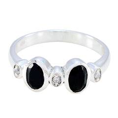 Nari Black Gemstone Halo Ring with Silver Accent Black Onyx Black