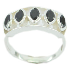 Ananya Black Gemstone Ring for Women Stylish Silver Band Black Onyx Black