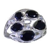 Natcha black gemstone ring for women with multiple oval black stones set in silver band