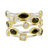 Isabella black gemstone statement ring with gold and silver multi-stone design