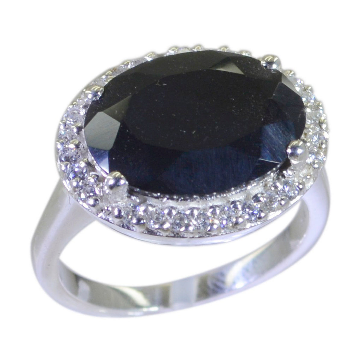 Penelope Black Halo Engagement Ring with Sparkling Stones Black Onyx Black