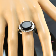 Penelope Black Halo Engagement Ring with Sparkling Stones