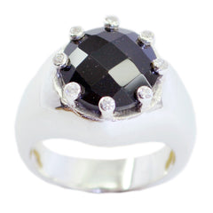 Mila Black Halo Ring Silver Crown Design Black Onyx Black