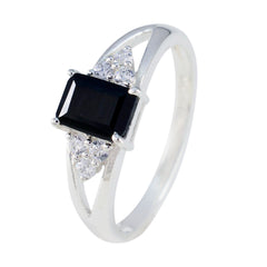 Ling Elegant Black Halo Ring for Women with Gemstones