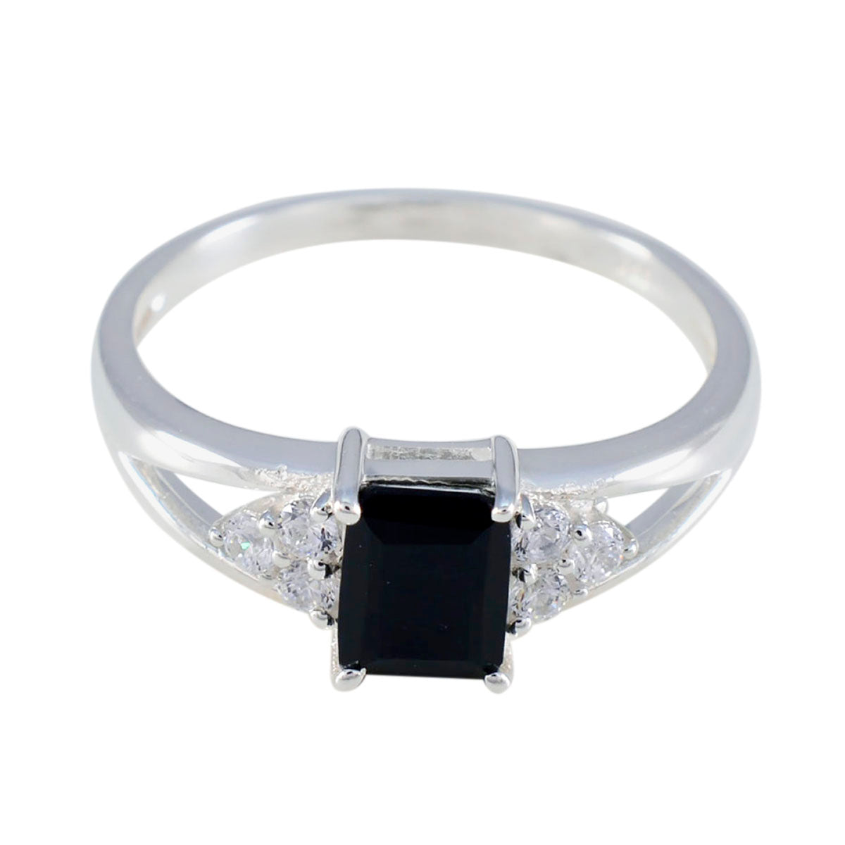 Ling Elegant Black Halo Ring for Women with Gemstones Black Onyx Black
