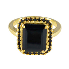Ayesha Elegant Black Halo Ring for Women in Gold Black Onyx Black