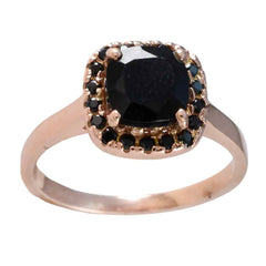 Camila Black Halo Ring for Women Rose Gold Tone