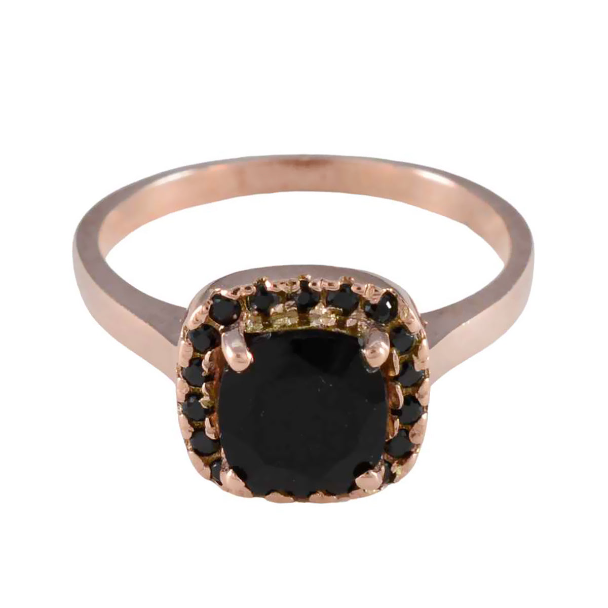 Camila Black Halo Ring for Women Rose Gold Tone Black Onyx Black