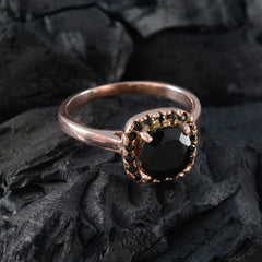 Camila Black Halo Ring for Women Rose Gold Tone