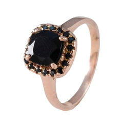Camila Black Halo Ring for Women Rose Gold Tone