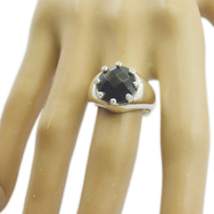 Mila Black Halo Ring Silver Crown Design