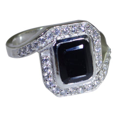 Clara Elegant Black Halo Ring with Sparkling Stones Black Onyx Black