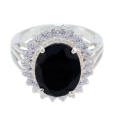 Luisa Black Halo Signet Ring with Sparkling Accents Black Onyx Black