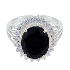 Luisa Black Halo Signet Ring with Sparkling Accents Black Onyx Black