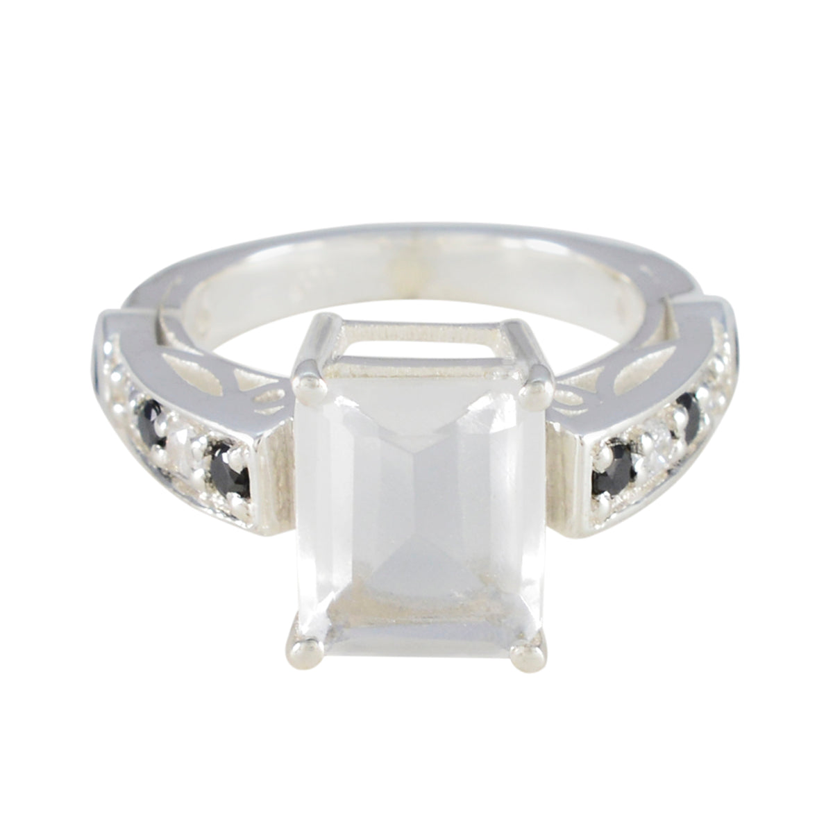 Siti Black Halo Statement Ring with Gemstone Accents Black Onyx Black