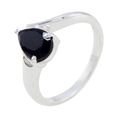 Siti Black Heart Solitaire Ring with Silver Band