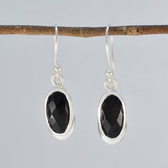 Ines Black Solitaire Dangle Earrings for Chic Style