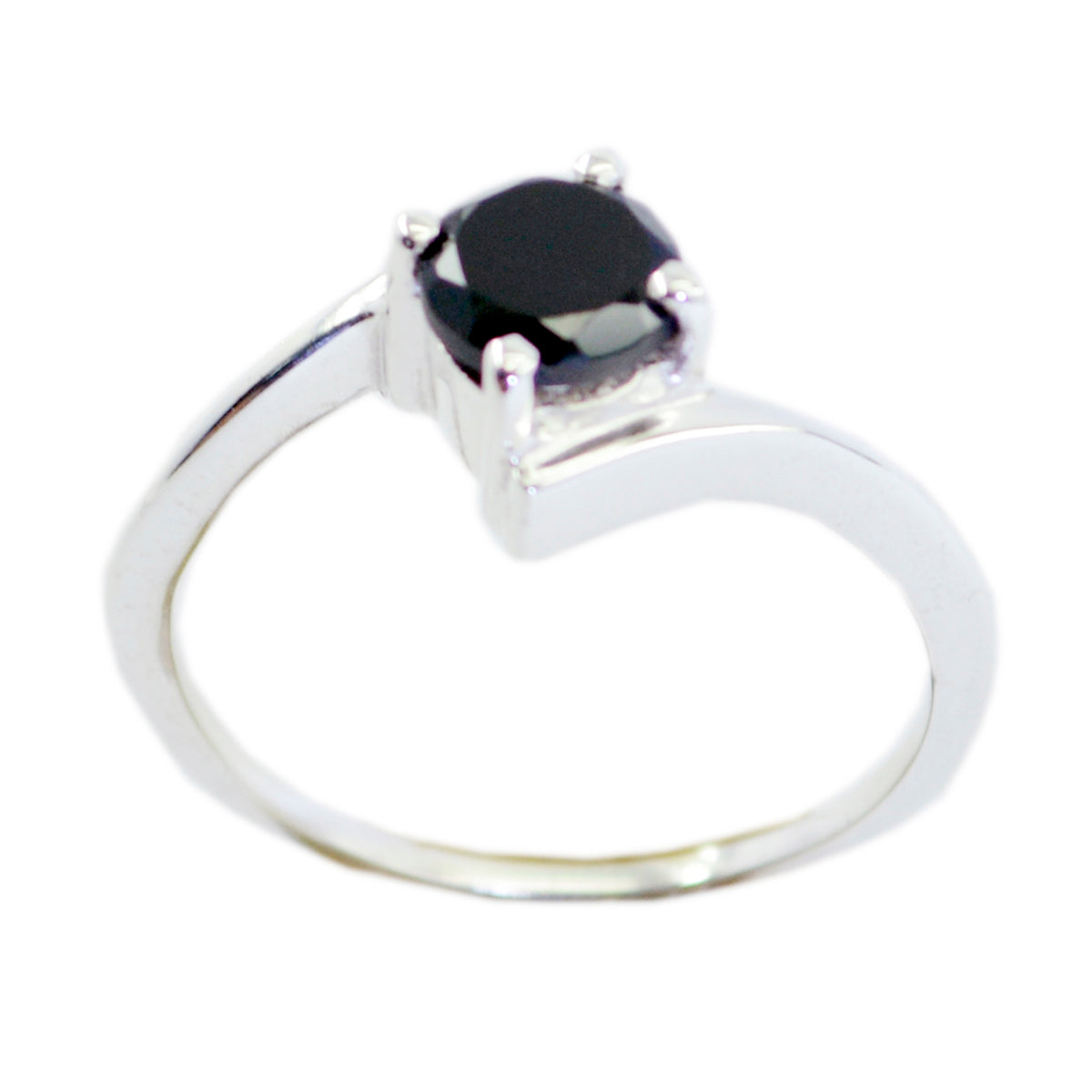 Ling Black Solitaire Ring in Sterling Silver Black Onyx Black