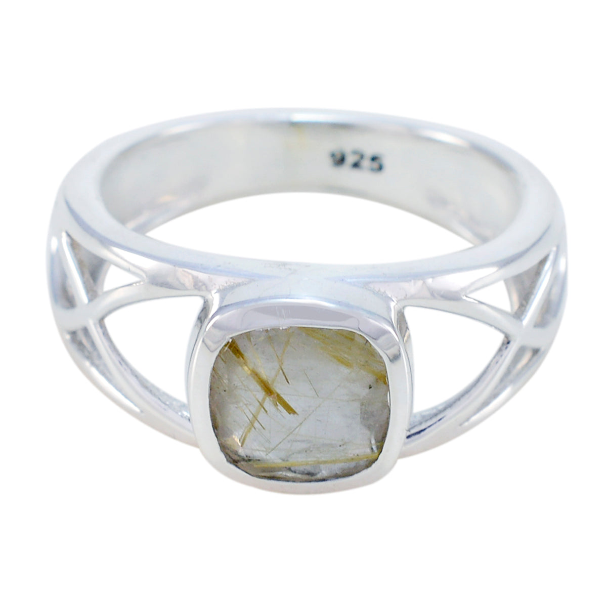 Ines Contemporary Black Solitaire Ring Rutile Quartz Black