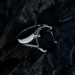 Scarlett Black Solitaire Ring with Elegant Silver Band