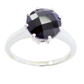 Wen Black Solitaire Ring with Faceted Gemstone Black Onyx Black