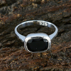 Layla Black Solitaire Ring for Women in Silver