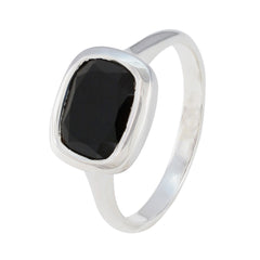 Layla Black Solitaire Ring for Women in Silver