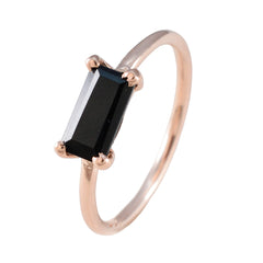 Julia Black Solitaire Ring for Women in Rose Gold