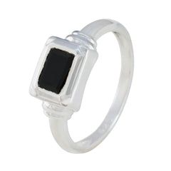 Kristine Black Solitaire Ring for Women in Silver