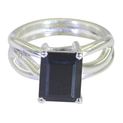 Saanvi Black Solitaire Ring for Women Silver Band