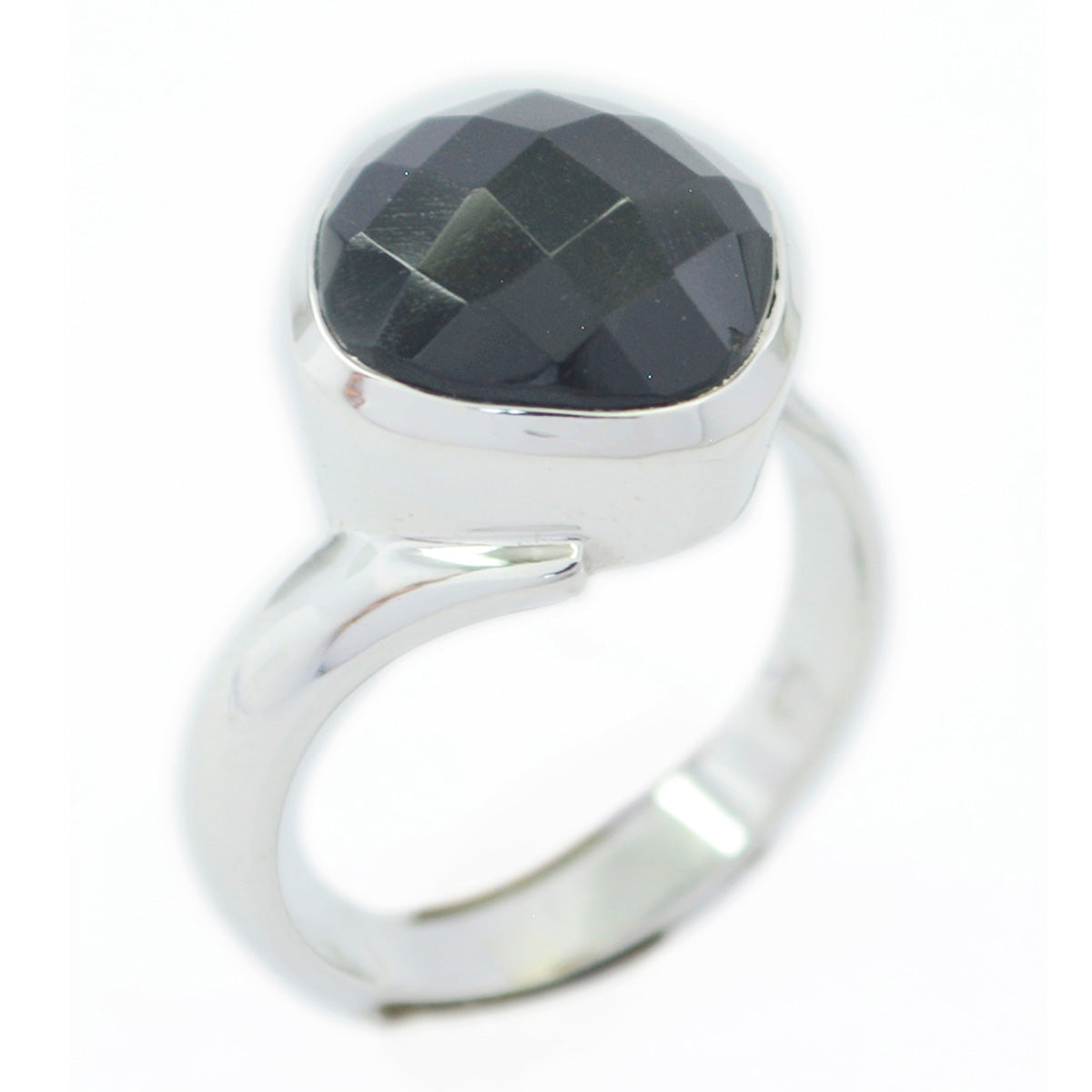 Carolina Black Solitaire Ring for Women, Elegant Silver Black Onyx Black