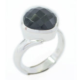 Carolina Black Solitaire Ring for Women, Elegant Silver Black Onyx Black