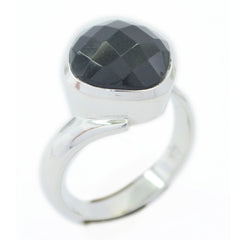 Carolina Black Solitaire Ring for Women, Elegant Silver Black Onyx Black