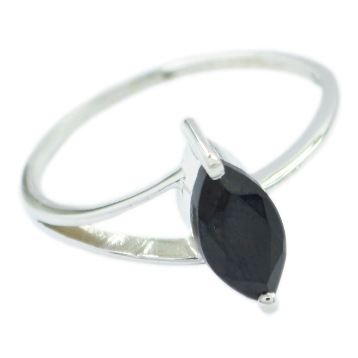 Lakshmi Black Solitaire Ring for Women in Silver Black Onyx Black