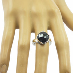 Carolina Black Solitaire Ring for Women, Elegant Silver