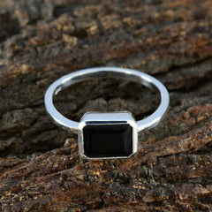 Mia Black Solitaire Ring for Women in Silver