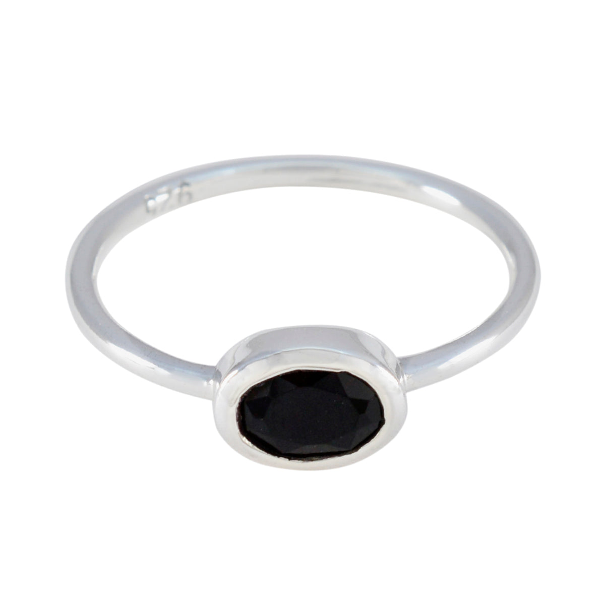Putri Black Solitaire Ring for Women in Sterling Silver Black Onyx Black