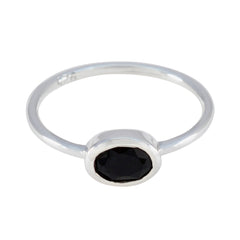 Putri Black Solitaire Ring for Women in Sterling Silver Black Onyx Black