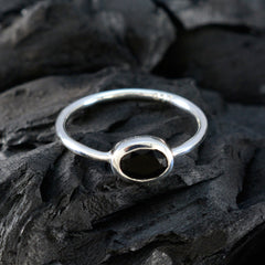 Putri Black Solitaire Ring for Women in Sterling Silver