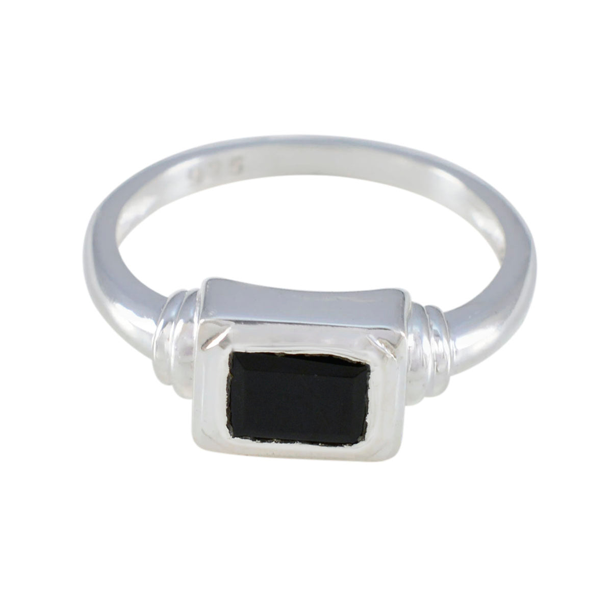 Kristine Black Solitaire Ring for Women in Silver Black Onyx Black